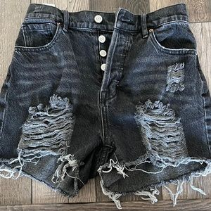 High rise icon dark denim shorts